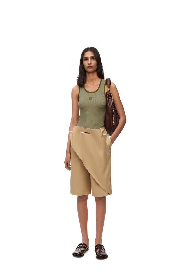 Loewe Logo Embroidered Ribbed Tank Top