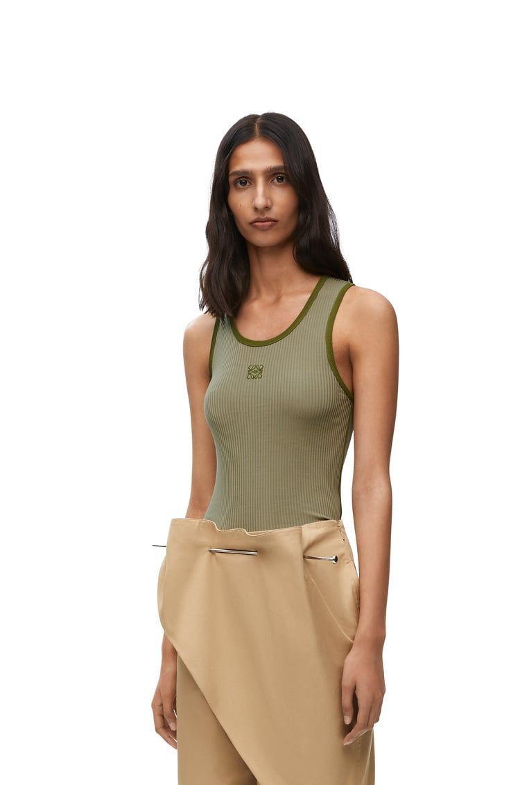 Loewe Logo Embroidered Ribbed Tank Top