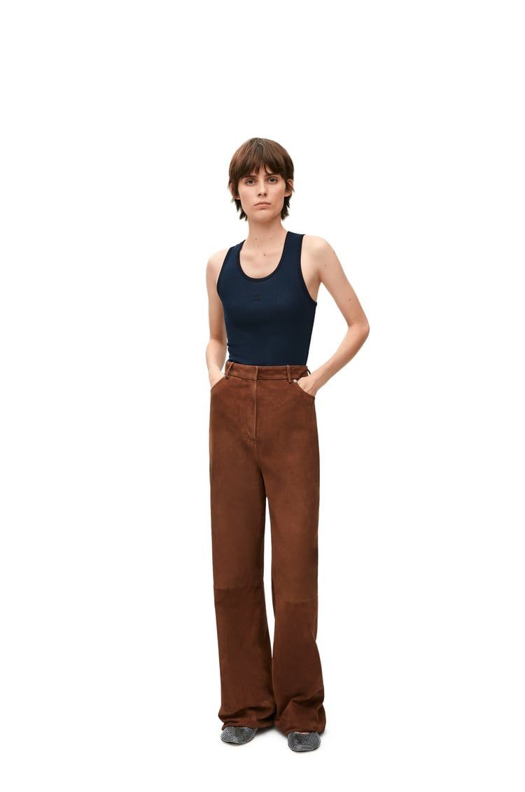 Logo Embroidered Ribbed Tank Top