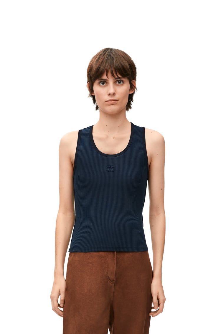Logo Embroidered Ribbed Tank Top