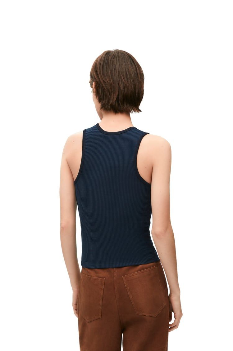 Logo Embroidered Ribbed Tank Top