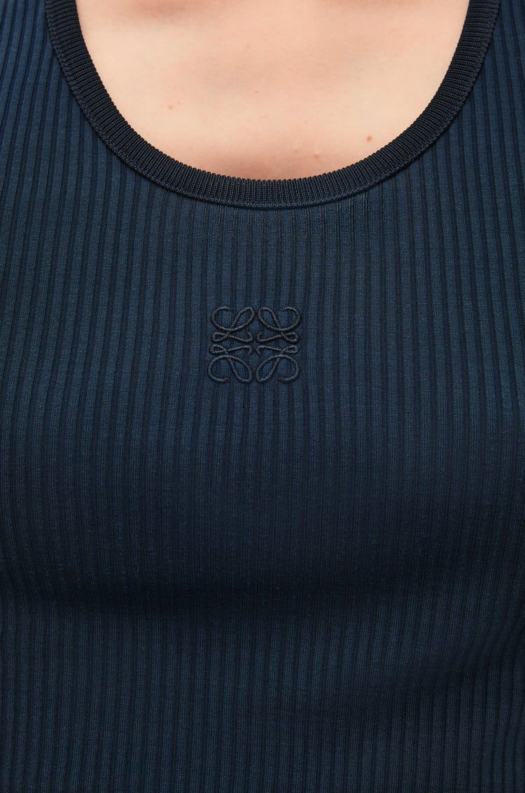 Logo Embroidered Ribbed Tank Top