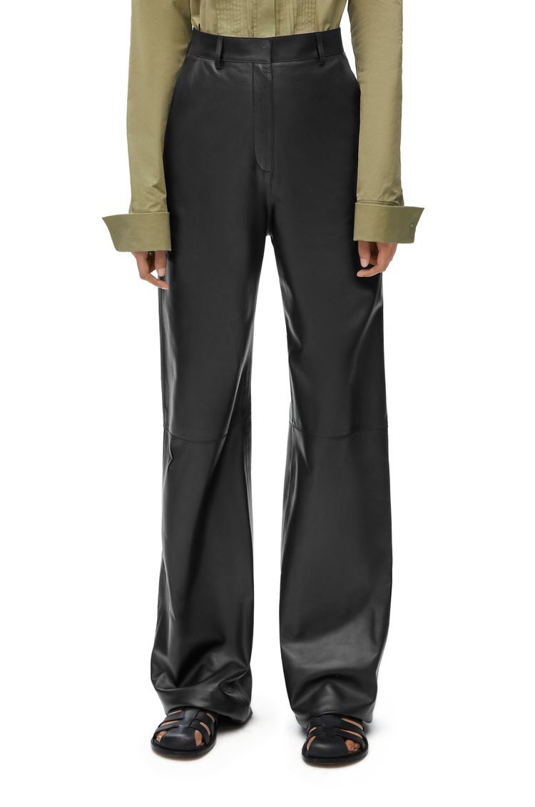High waisted trousers in nappa lambskin
