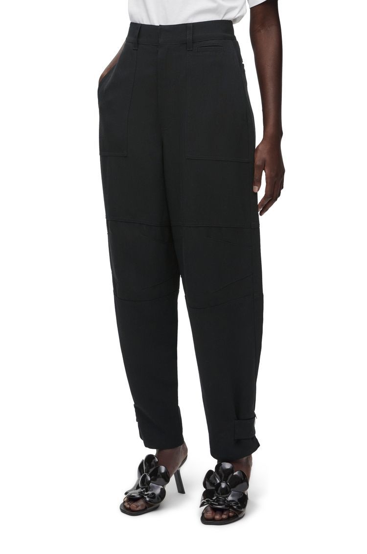 Cargo trousers in viscose and linen