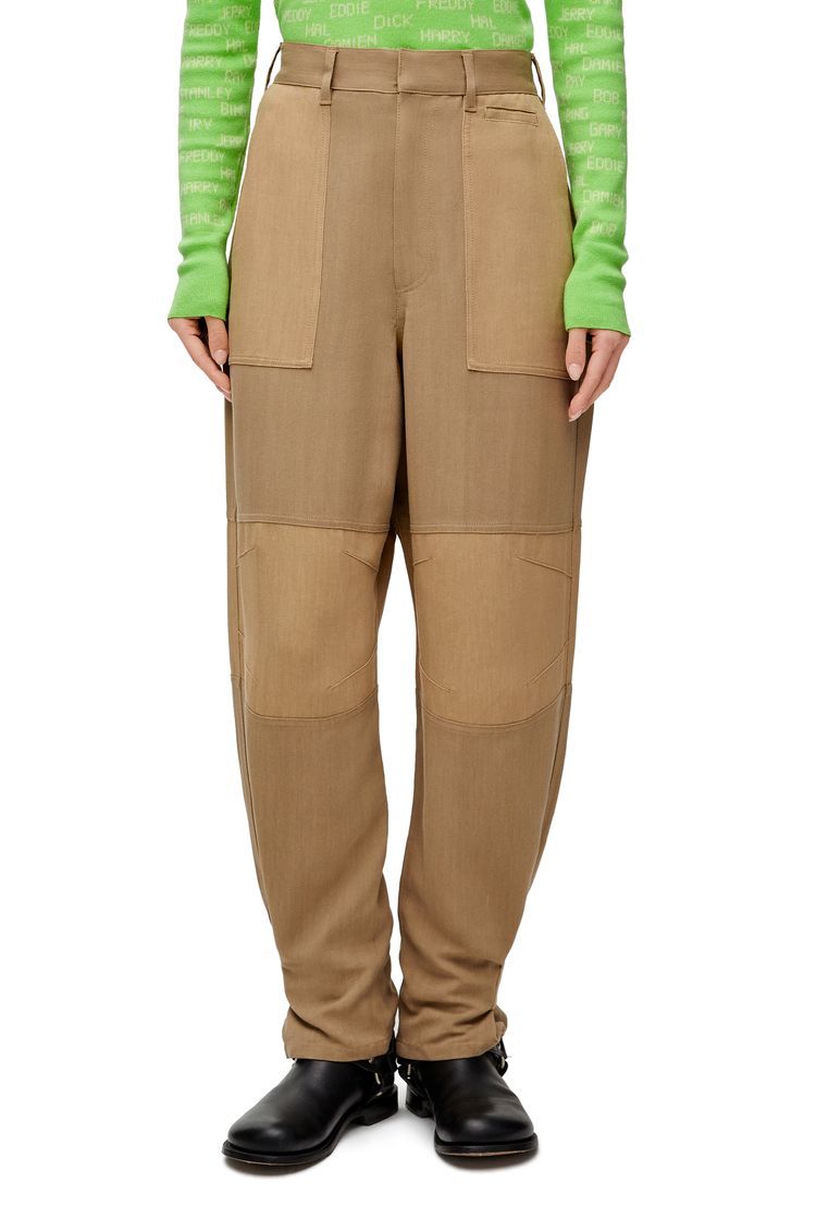 Cargo trousers in viscose and linen