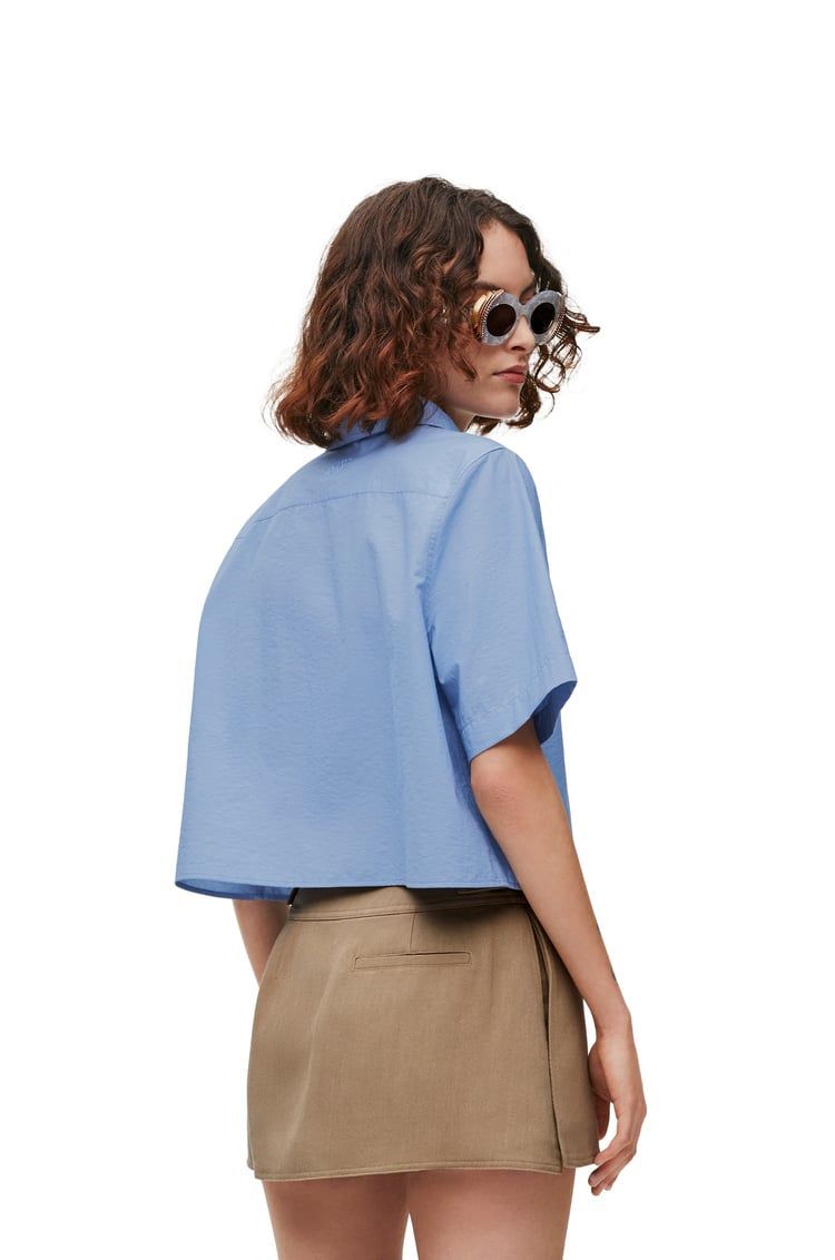 Cropped shirt in cotton blend