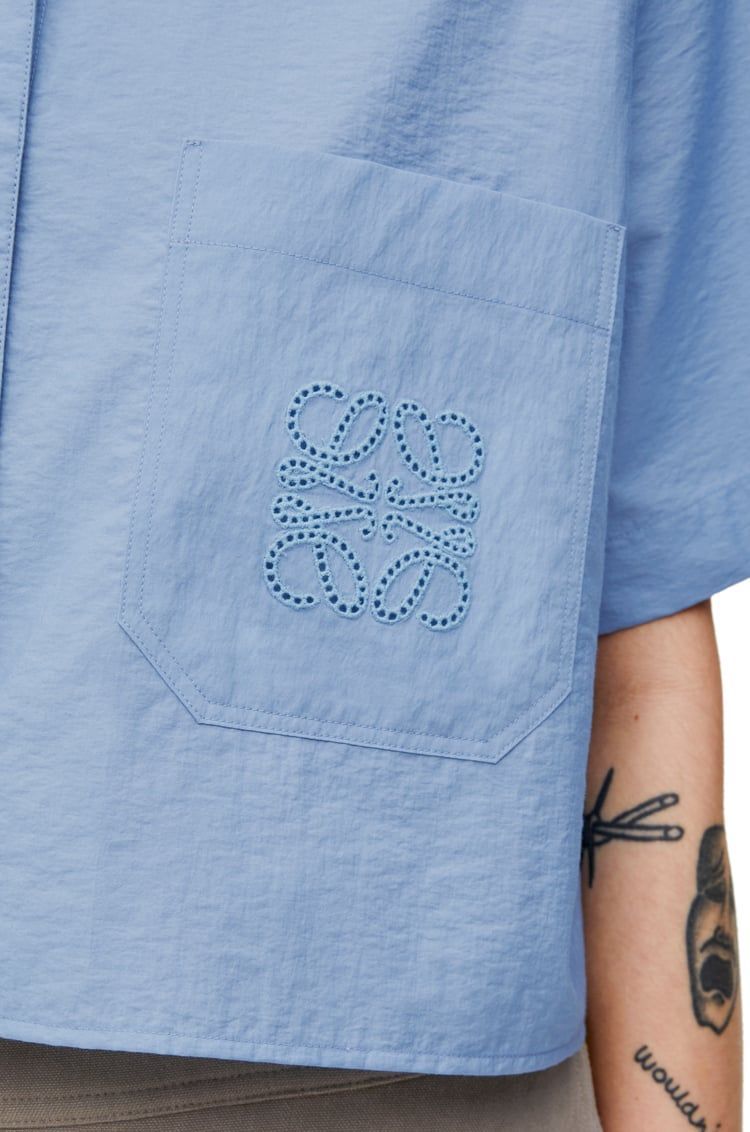 Cropped shirt in cotton blend