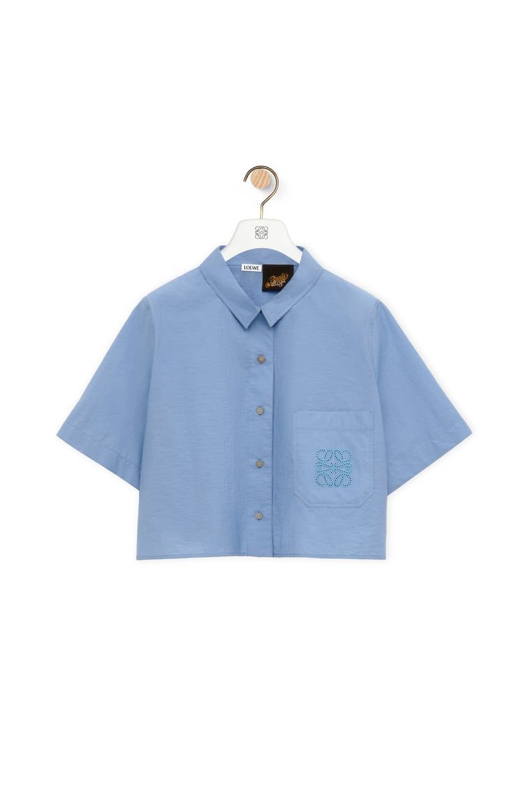 Cropped shirt in cotton blend