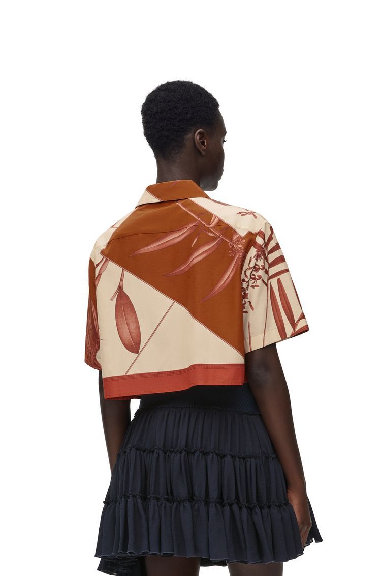 Cropped shirt in cotton and silk