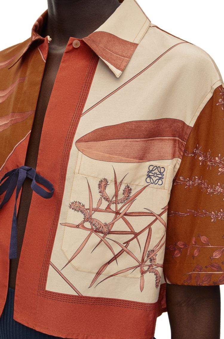 Cropped shirt in cotton and silk