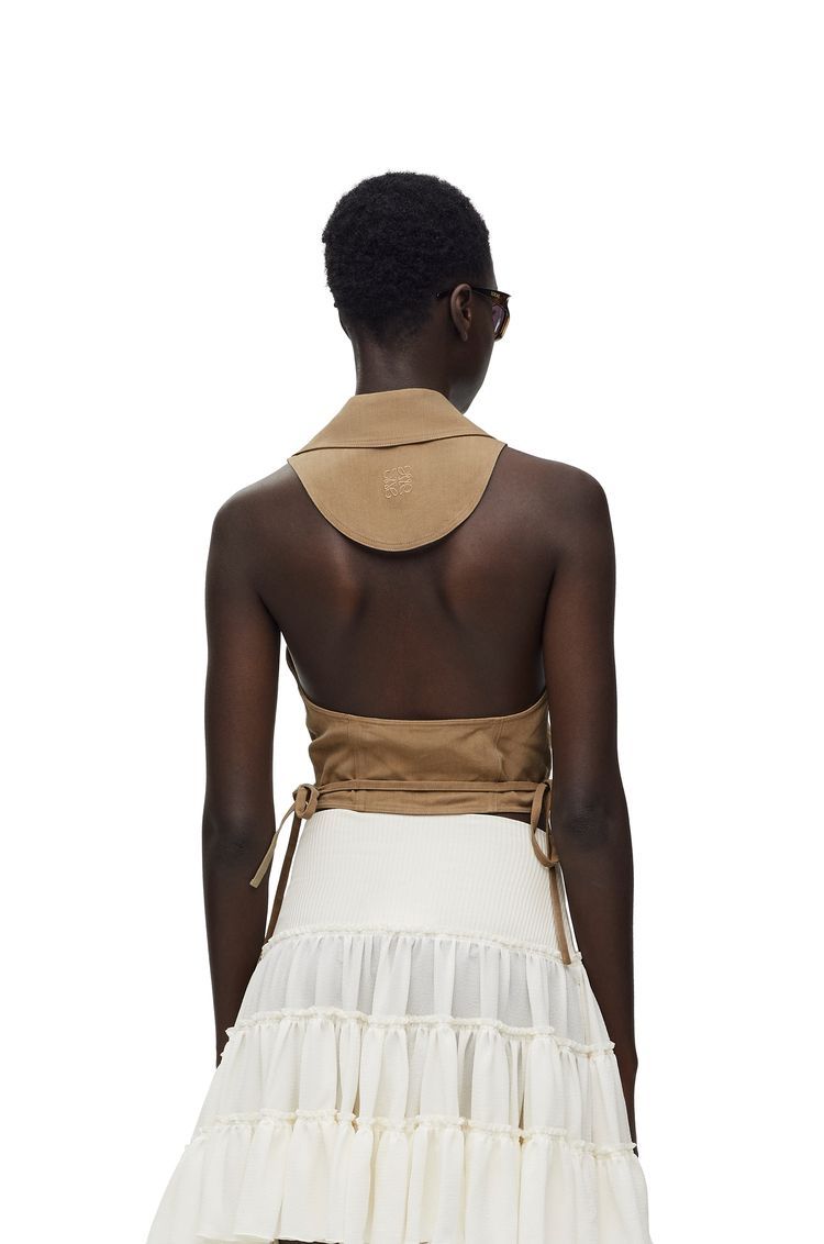 Wrap top in viscose and linen