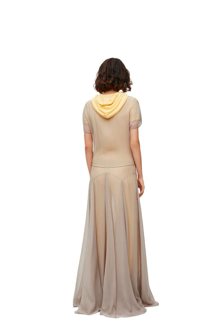 Hooded jumpsuit in silk and viscose