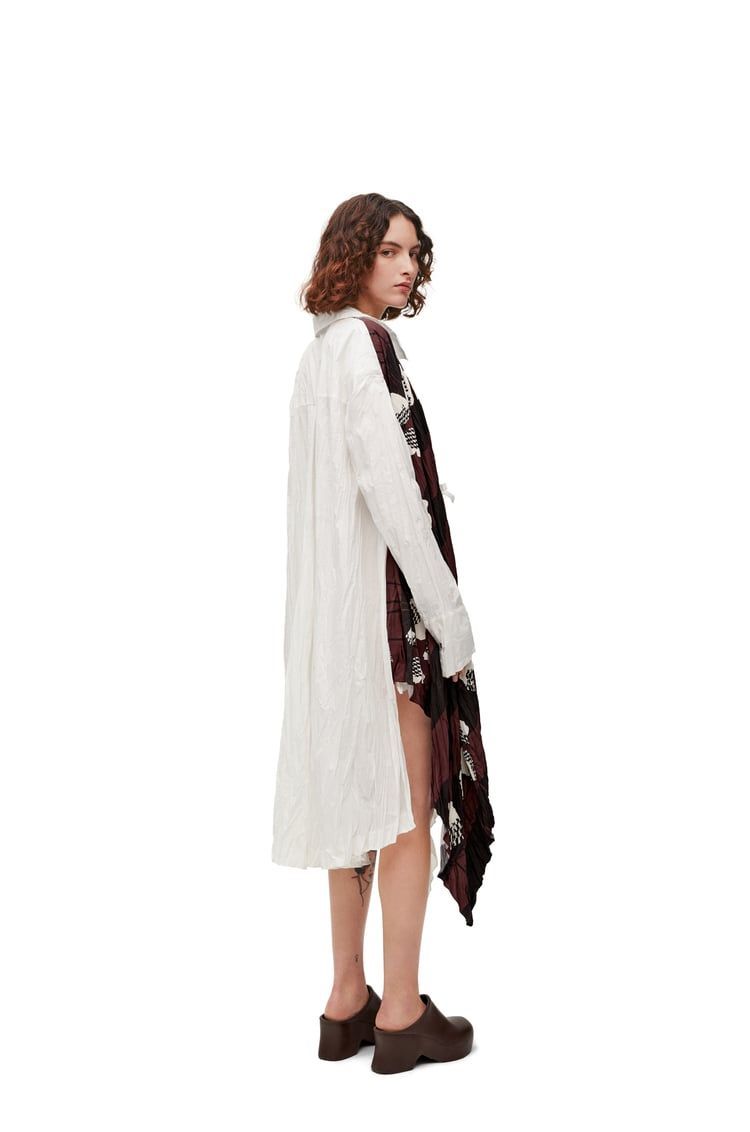 Tunic dress in crinkled habotai and cotton