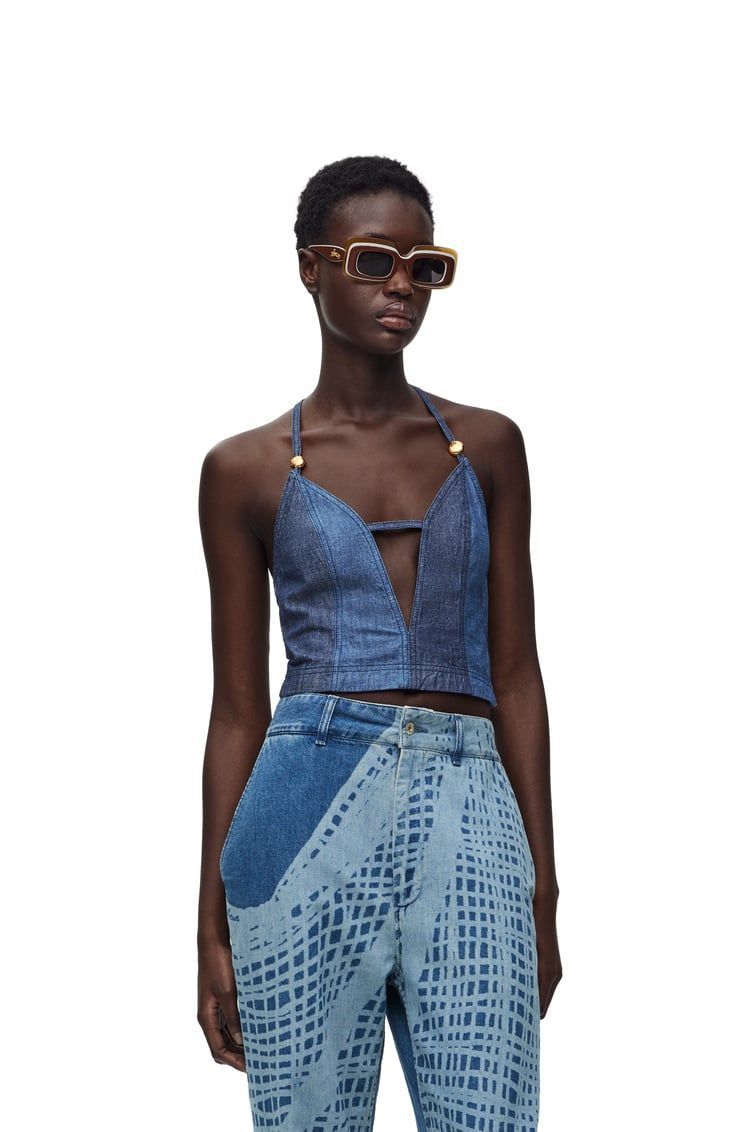 Strappy top in denim