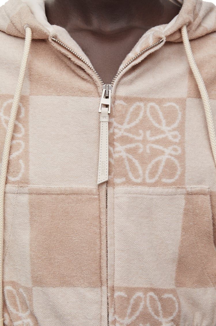 Cropped hoodie in terry cotton jacquard