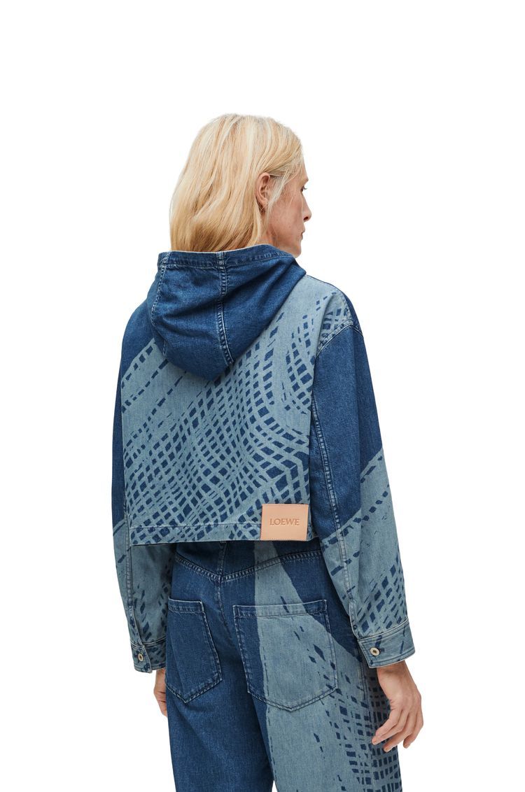 Cropped hooded jacket in denim