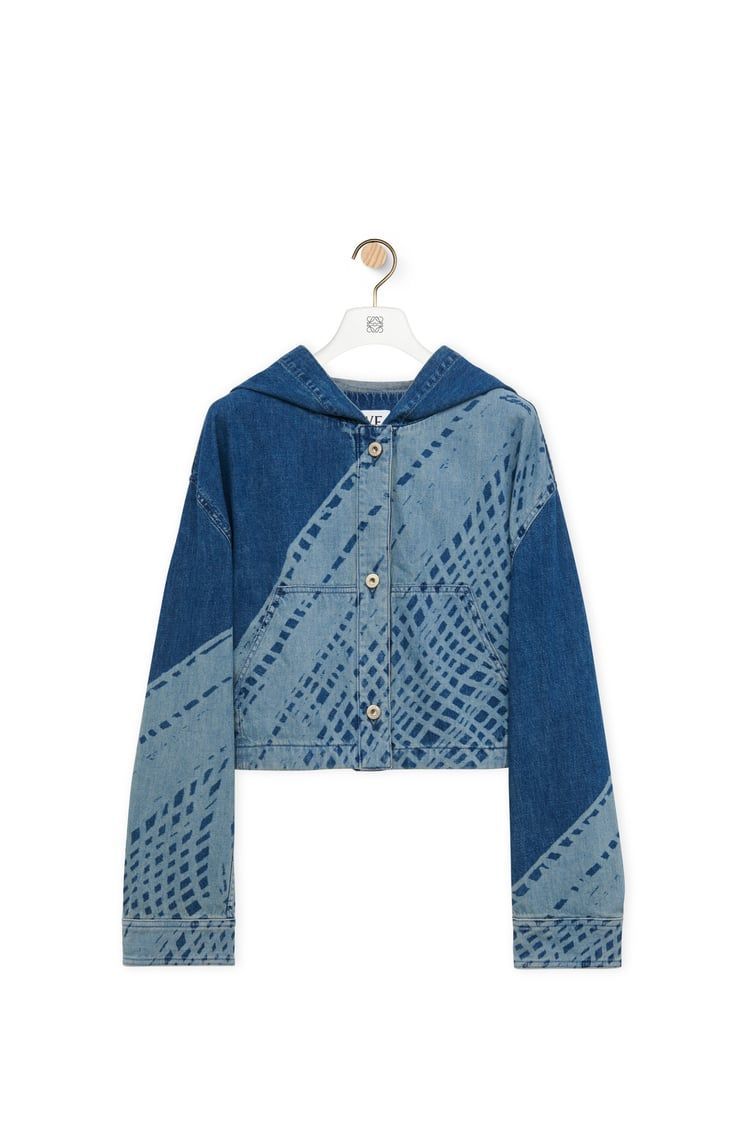 Cropped hooded jacket in denim