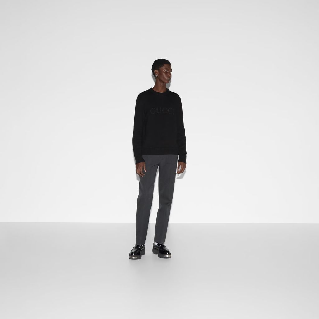 Wool cashmere sweater with intarsia