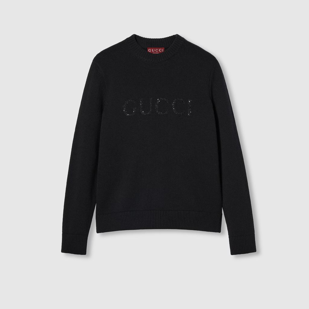 Wool cashmere sweater with intarsia