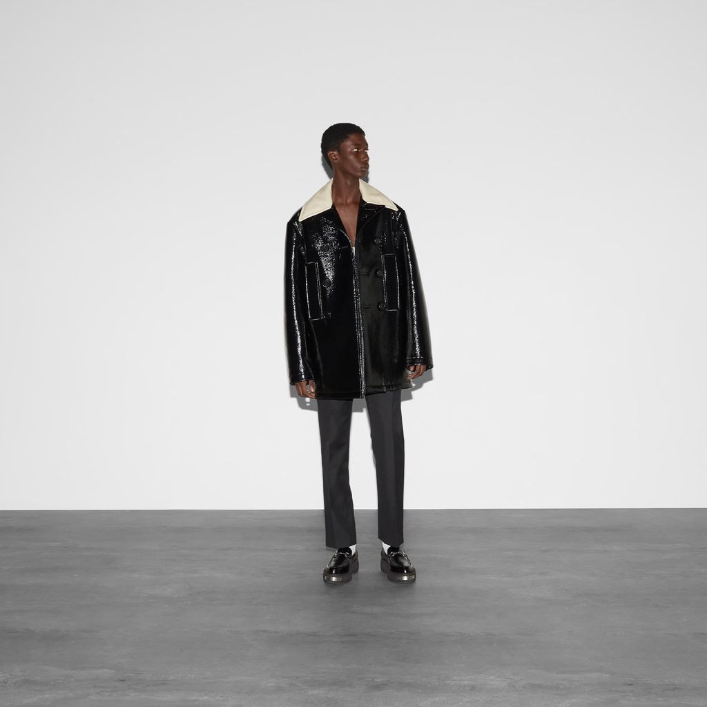 Lacquered wool coat