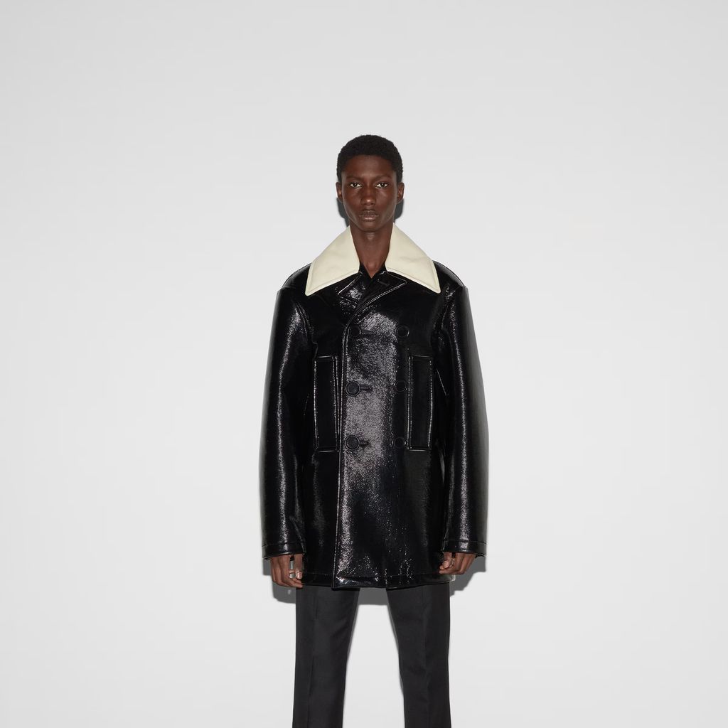 Lacquered wool coat