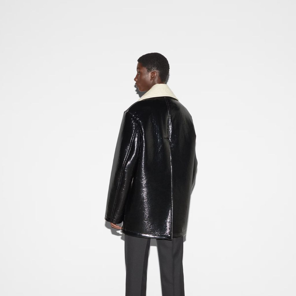 Lacquered wool coat