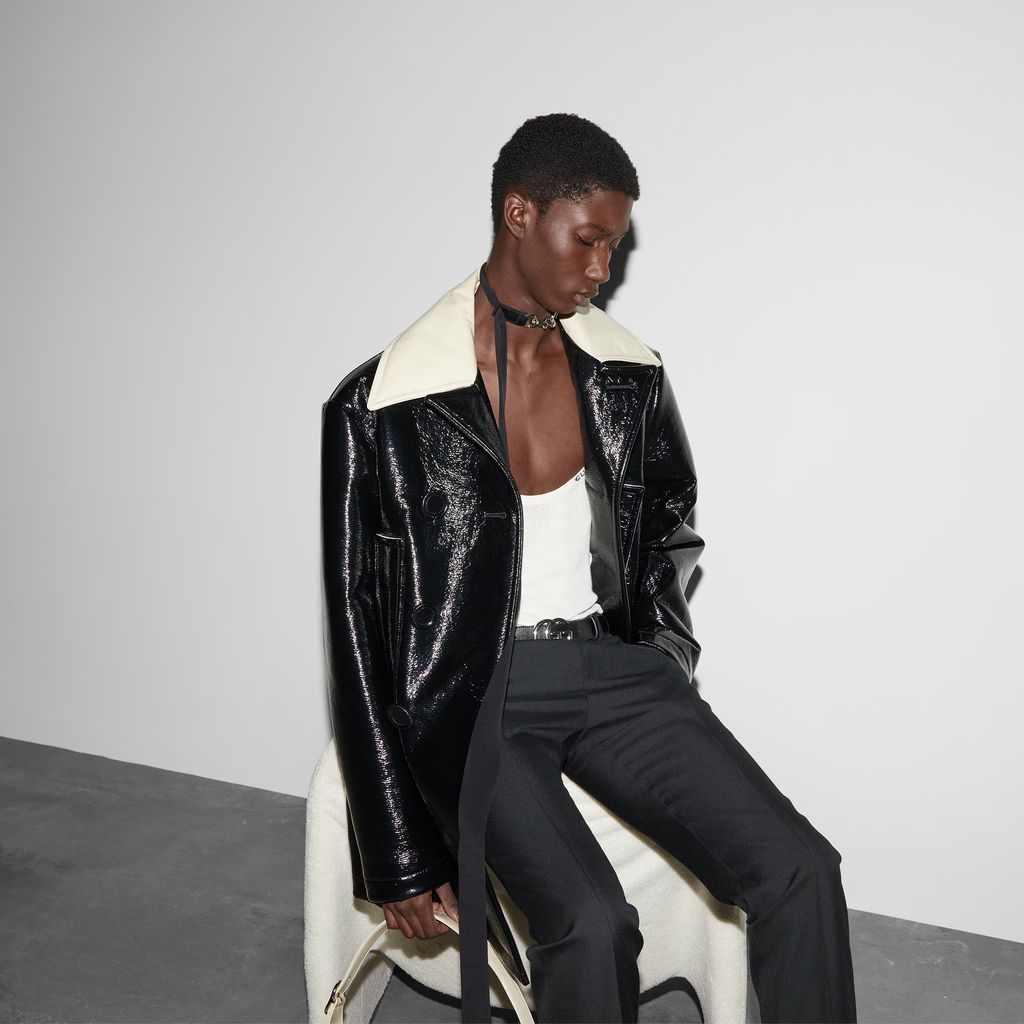 Lacquered wool coat