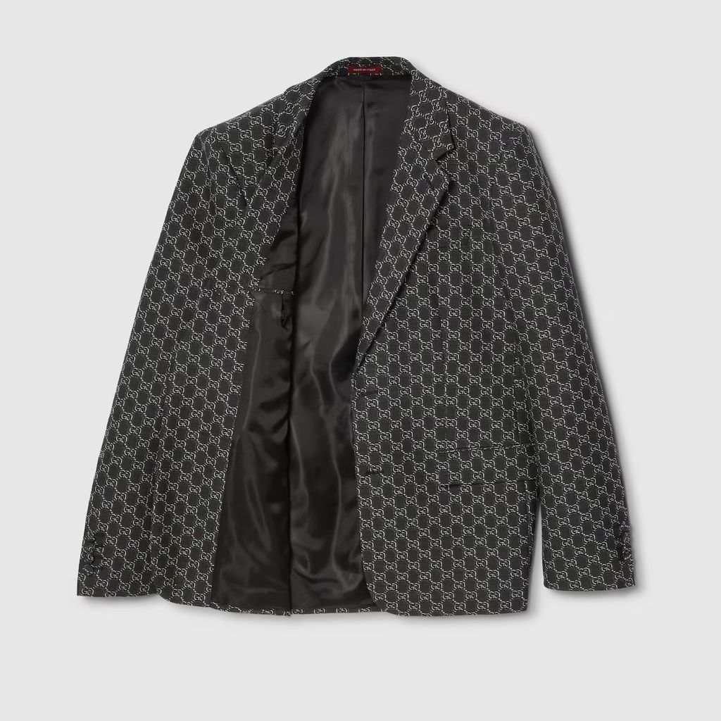 GG wool jacket with optical effect