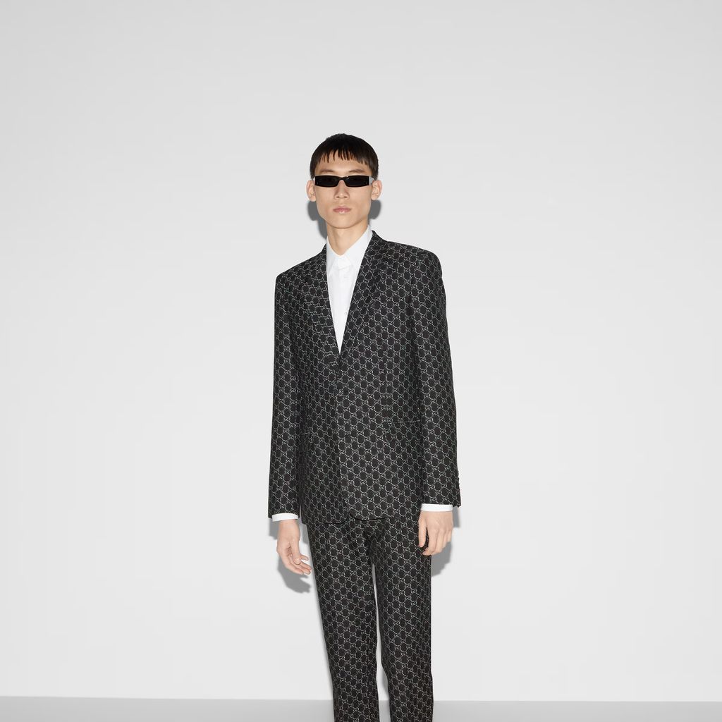 GG wool jacket with optical effect