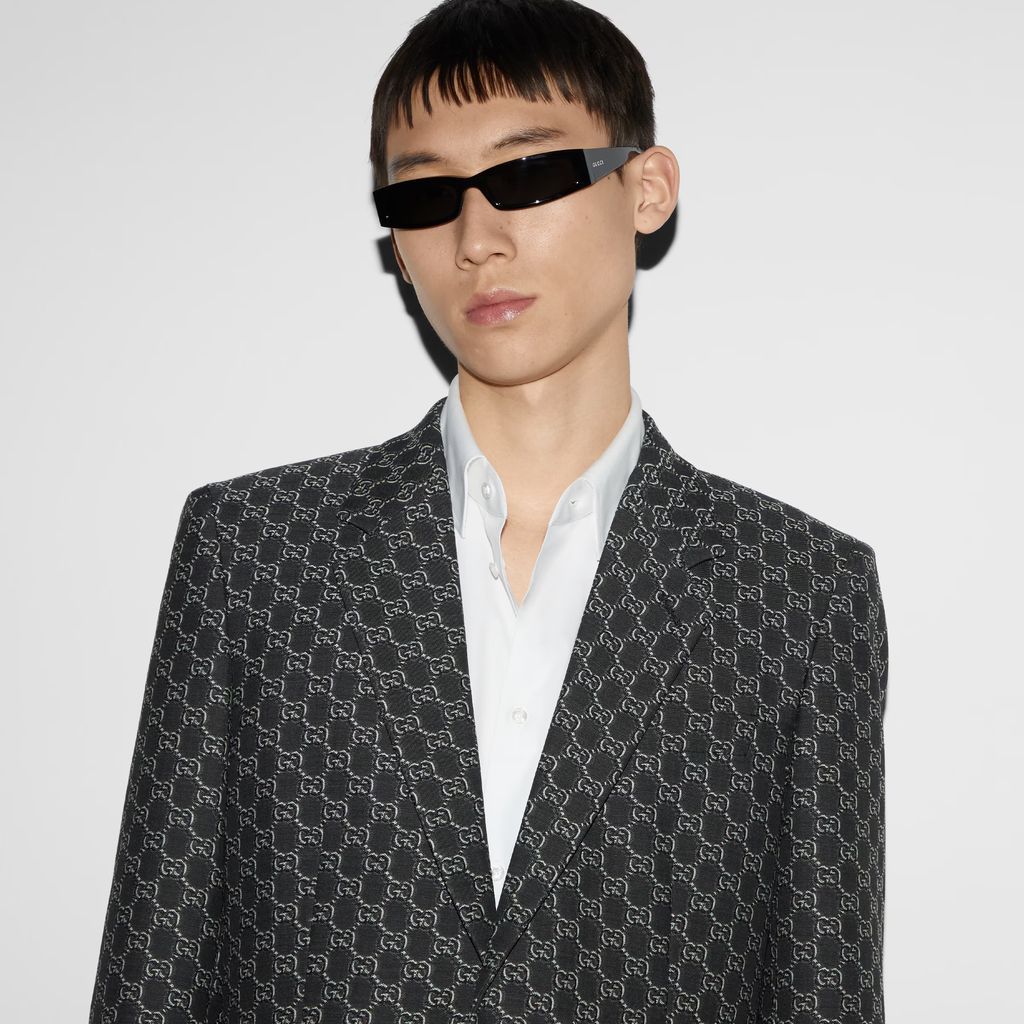 GG wool jacket with optical effect