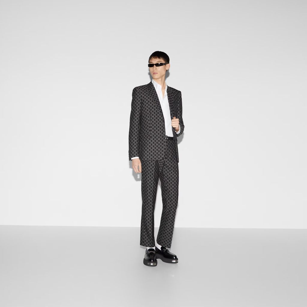 GG wool jacket with optical effect