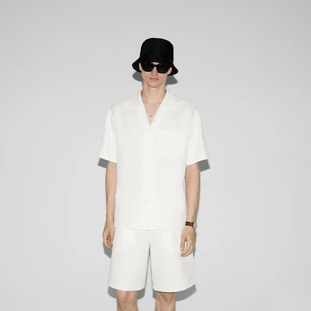 Linen Blend Gg Canvas Shirt
