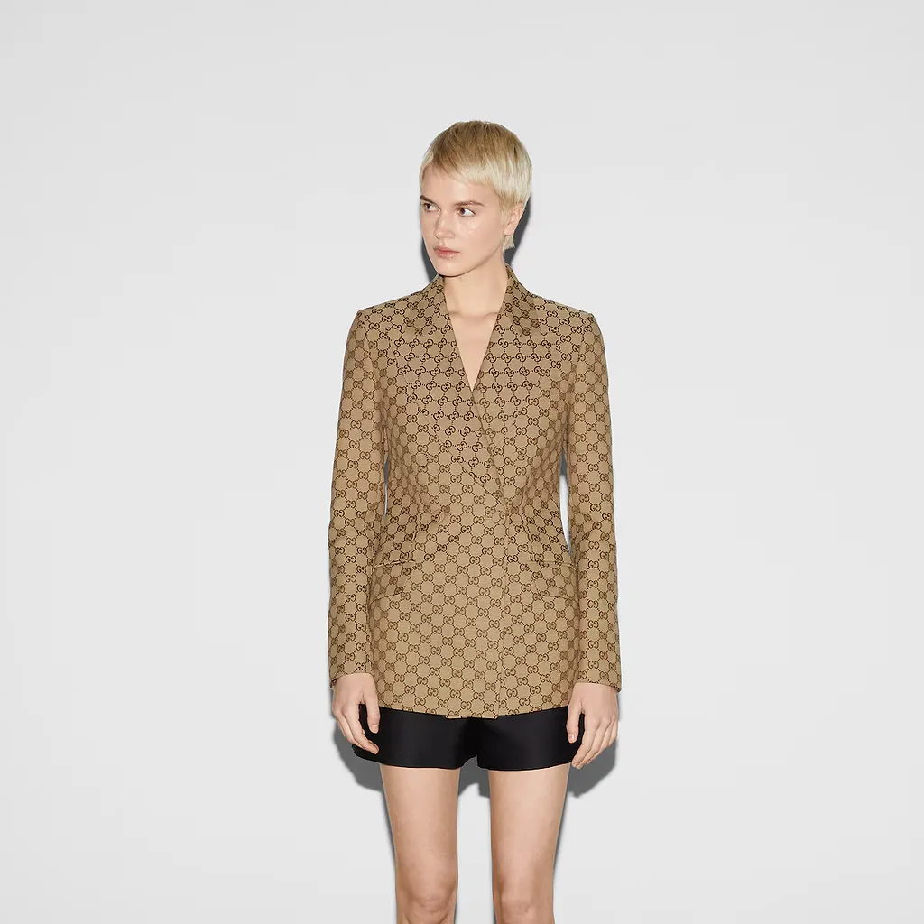 Double-Breasted Gg Canvas Jacket