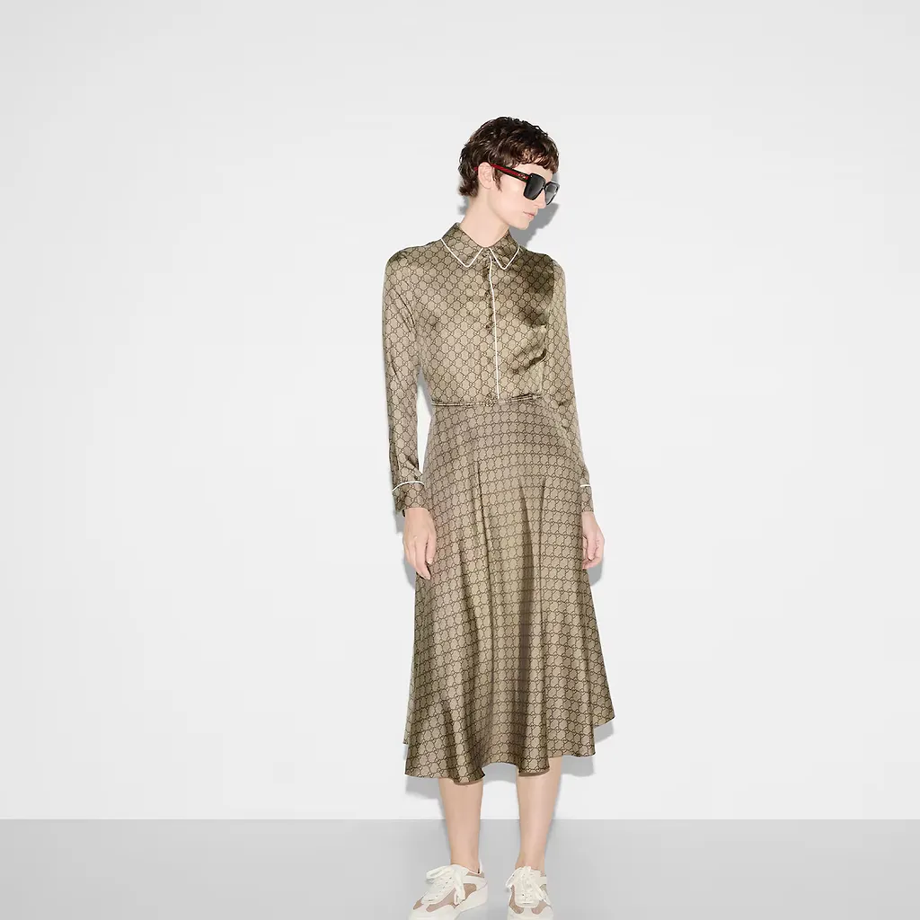 Gg Silk Twill Dress