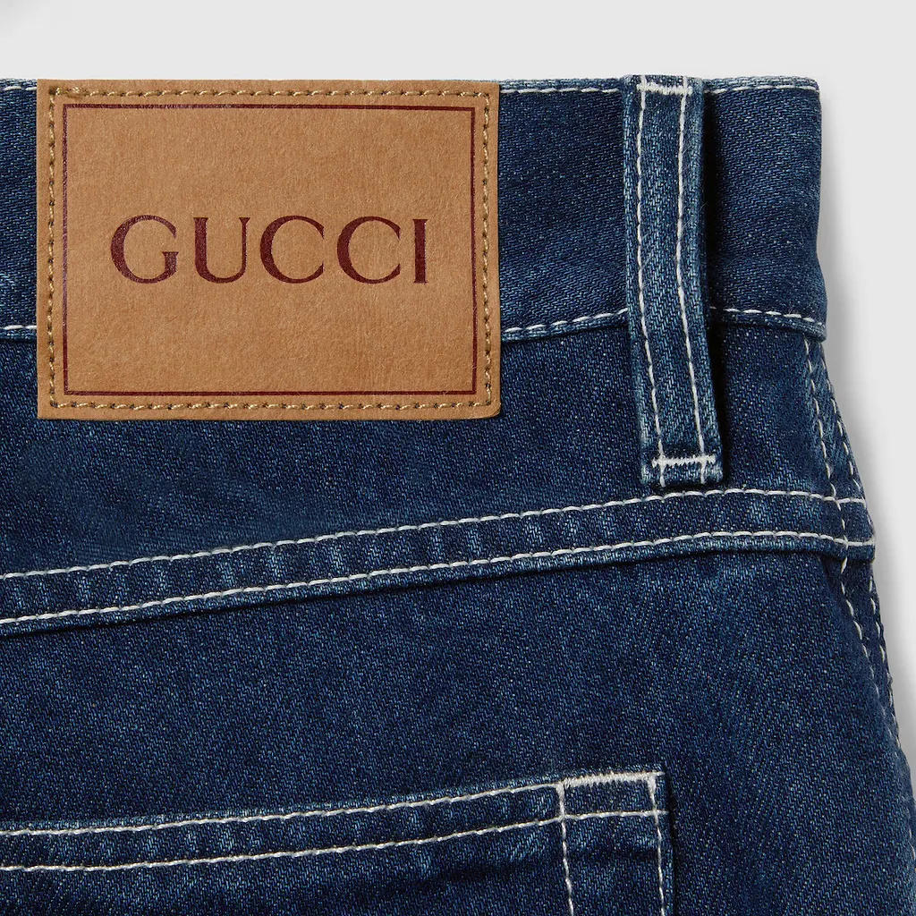 Slim Cropped Fit Lasered Denim Pants
