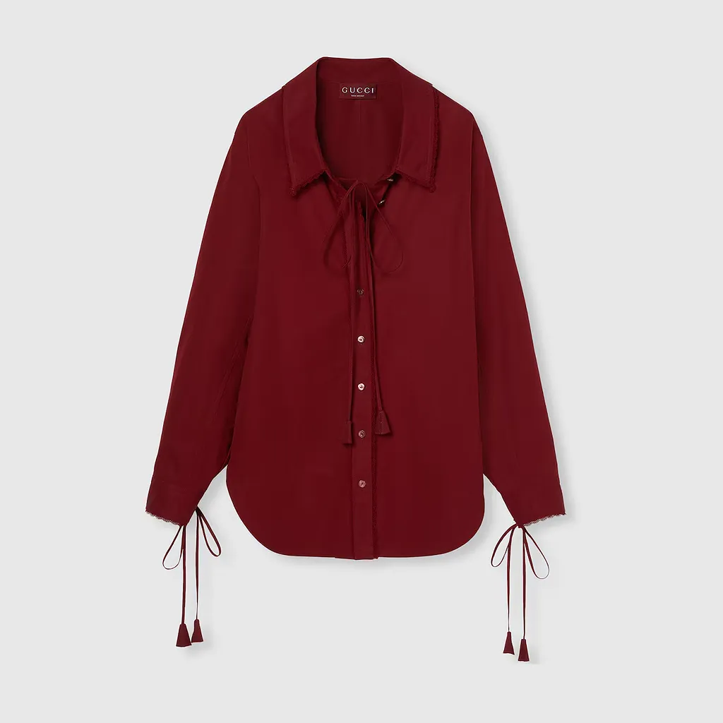 Cotton Poplin Shirt With Tie