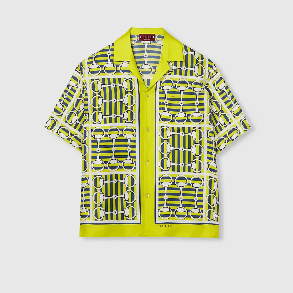 Printed Silk Twill Bowling Shirt