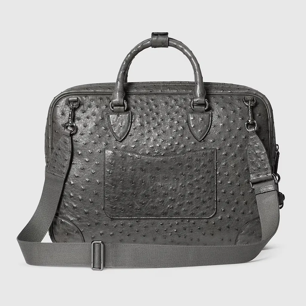 Ostrich Briefcase With Double G