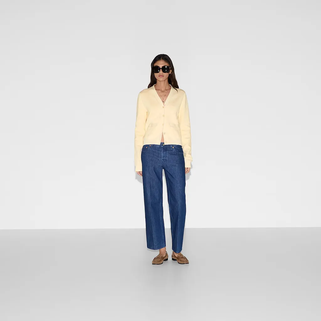 Fine Cotton Gg Jacquard Cardigan