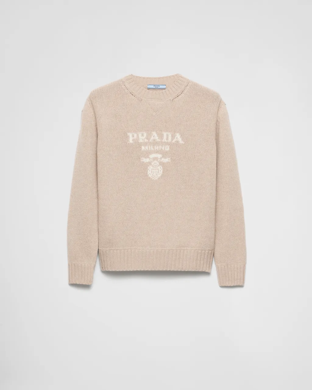 Cashmere And Wool Prada Logo Crew-Neck Sweater