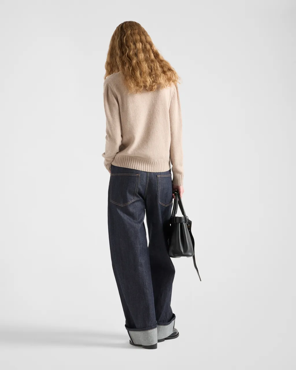 Cashmere And Wool Prada Logo Crew-Neck Sweater