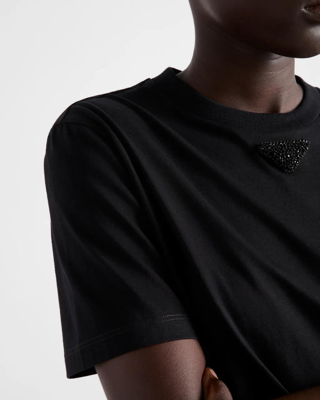 Jersey T-Shirt With Embroidered Triangle