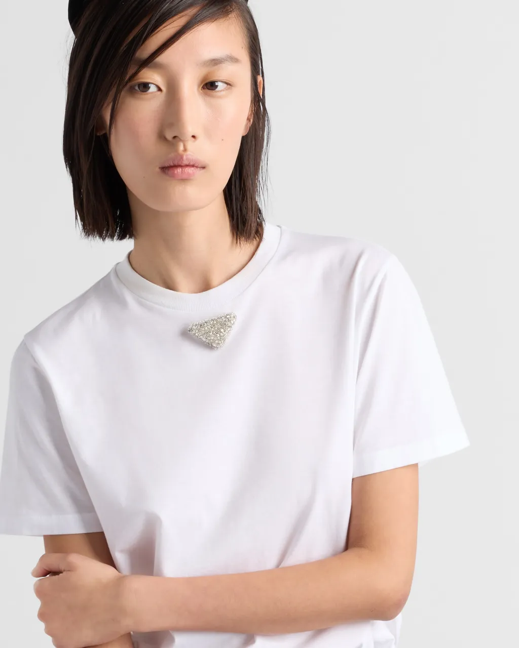 Jersey T-Shirt With Embroidered Triangle