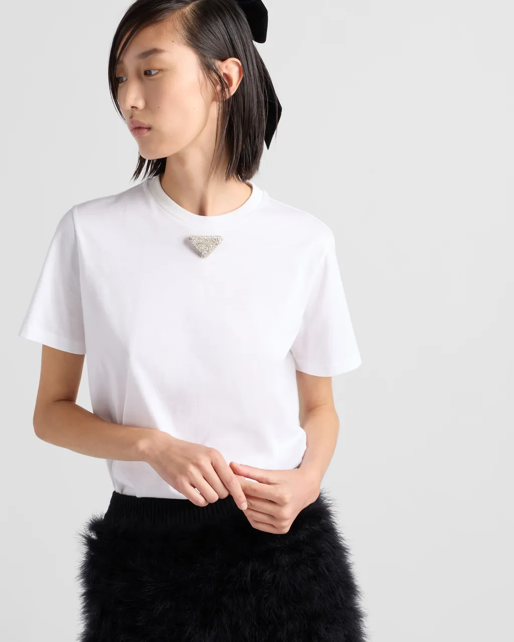 Jersey T-Shirt With Embroidered Triangle