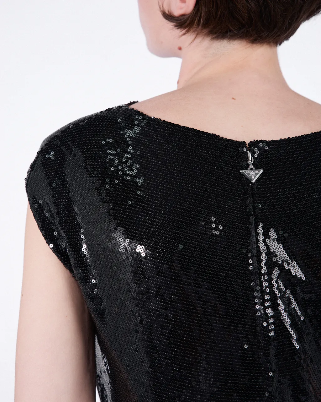 Sequined Satin Jersey Long Dress