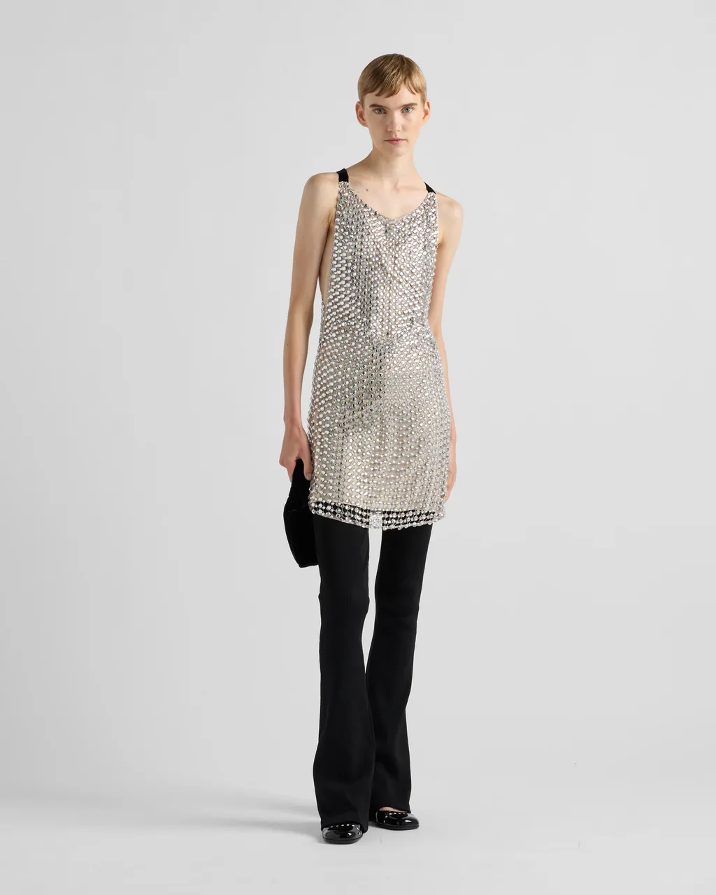 Rhinestone Net Embroidered Mini-Dress