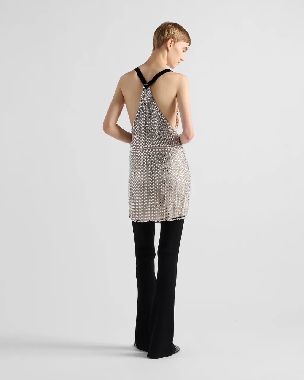 Rhinestone Net Embroidered Mini-Dress