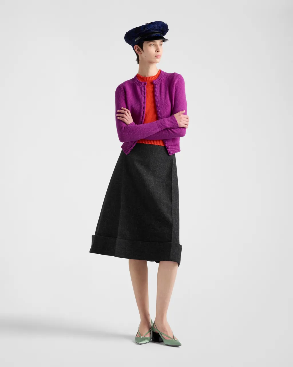Vintage-Look Rush Stitch Midi-Skirt