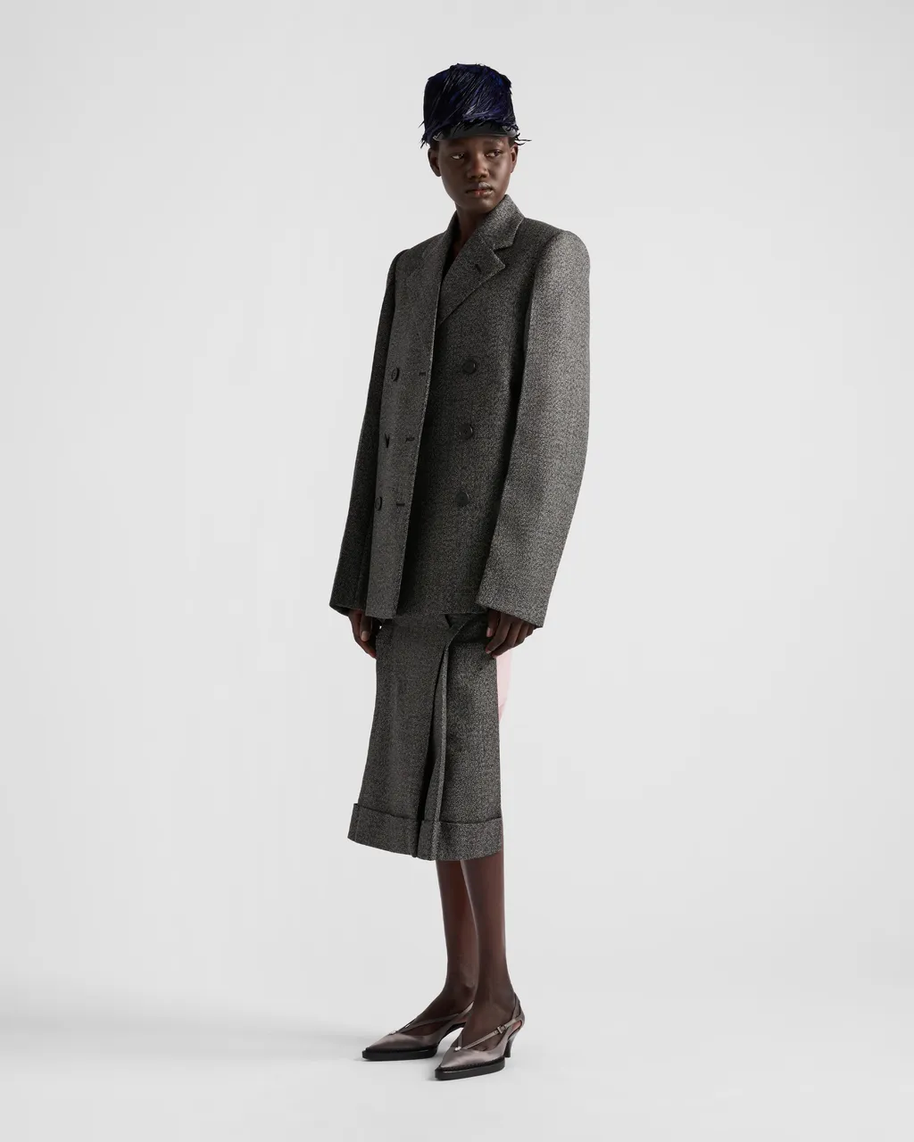 Mouliné Wool Midi-Skirt