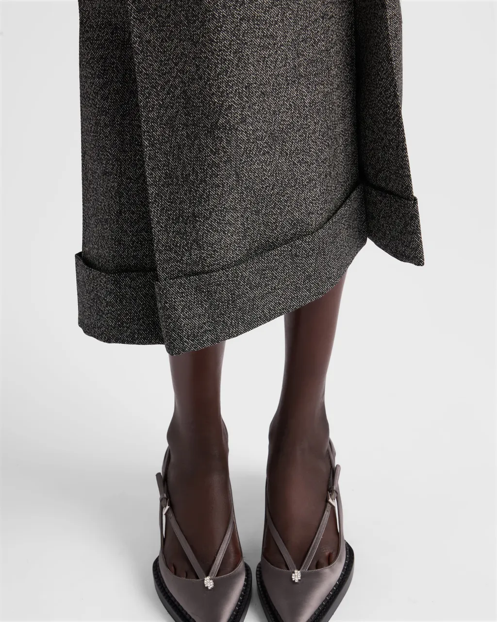 Mouliné Wool Midi-Skirt